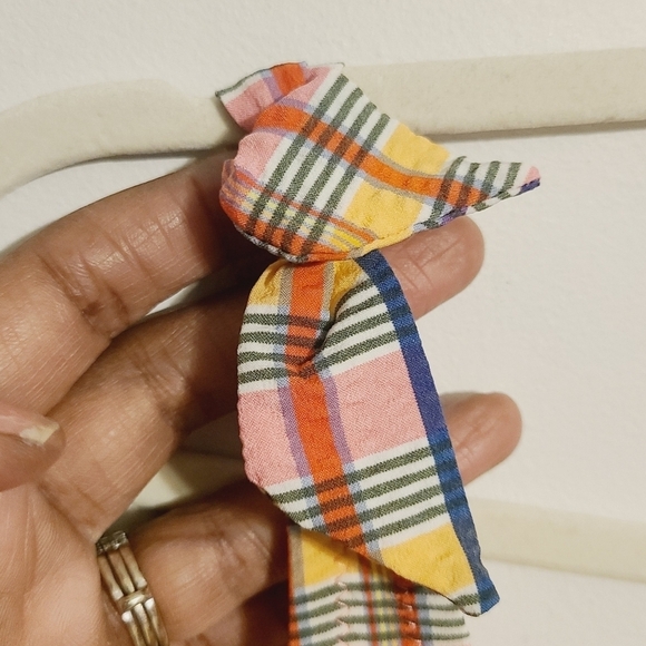 J. Crew | Pink Madras Plaid Tie-Shoulder V-Neck One-Piece Swimsuit (Size 16) - Picture 6 of 15